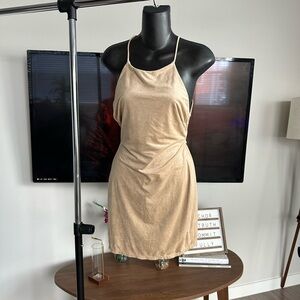 Suede Tan Sleeveless Dress
